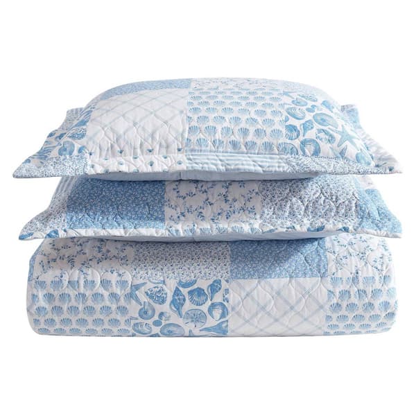 Laura Ashley Colleens Coastal Patchwork Cotton Quilt Set