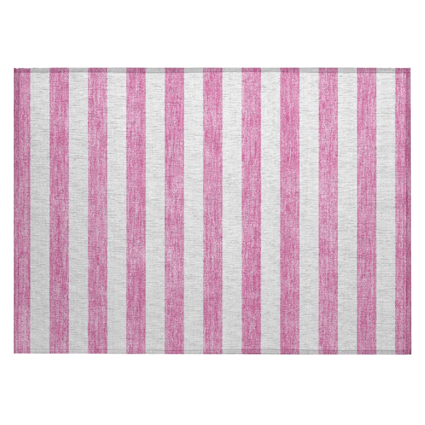 HomeRoots Pink & White Striped Non Skid Indoor Outdoor Accent Rug