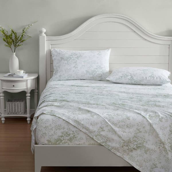 Laura Ashley Toile Delight 100% Cotton Floral Sheet Set