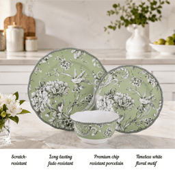 222 Fifth Adelaide Green Porcelain 12pc. Dinnerware Set