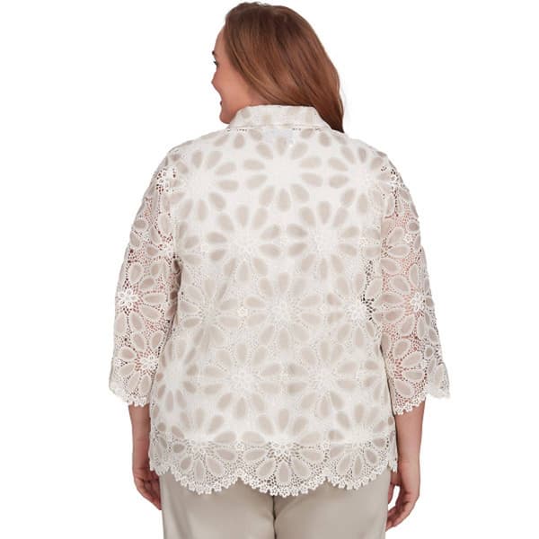 Plus Size Alfred Dunner Coming Up Roses Medallion Lace Top