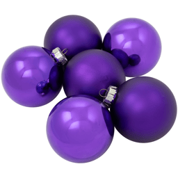 Northlight 6ct. Purple 2-Finish Glass Ball Christmas Ornaments