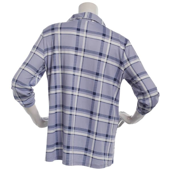 Plus Size Hasting & Smith 3/4 Roll Tab Sleeve Galia Plaid Blouse