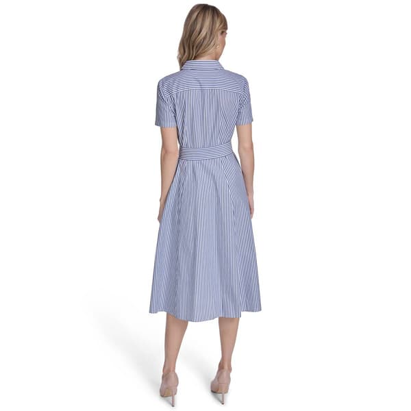 Womens Tommy Hilfiger Short Sleeve Stripe Belt Waist Shirtdress