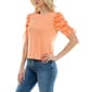 Womens Nicole Miller Solid Shirred Sleeve Cherie Rib Blouse - image 3