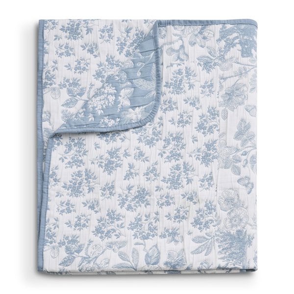 Greenland Home Fashions(tm) Blue Toile Classic Floral Throw Blanket - image 