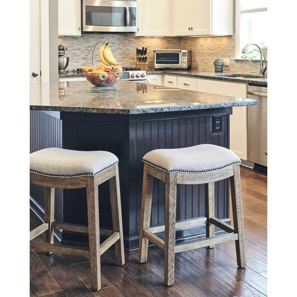 New Ridge Home Goods Sadie Natural Wood Counter-Height Barstool