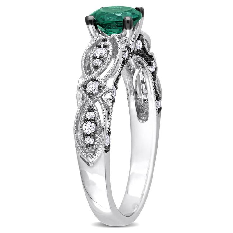 Gemstone Classics™ Lab Created Emerald & White Sapphire Ring