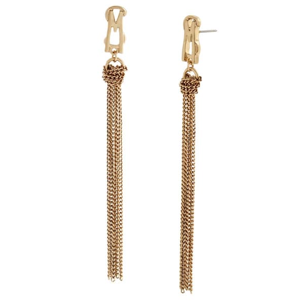 Steve Madden Signature Logo Fringe Earrings - image 