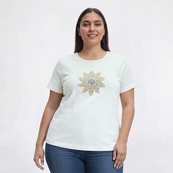 Plus Size Bonnie Evans Sunflower Studs Short Sleeve Tee - image 
