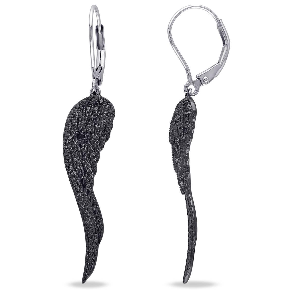 Radiant Rainbow™ Black Diamond Leverback Wing Earrings