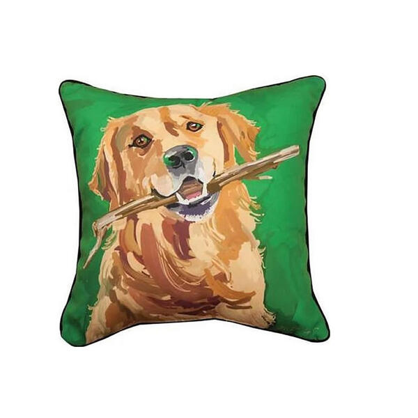 Curry the Golden Retriever Decorative Pillow - 18x18 - image 
