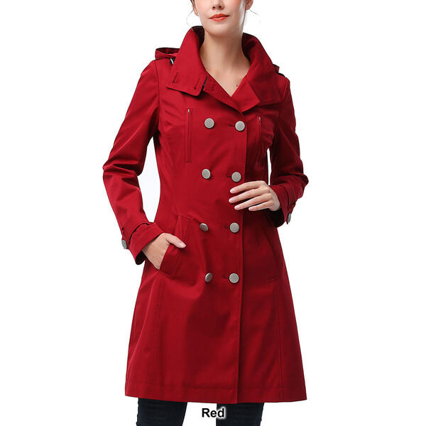Womens BGSD Waterproof Hooded Button Closure Trench Coat