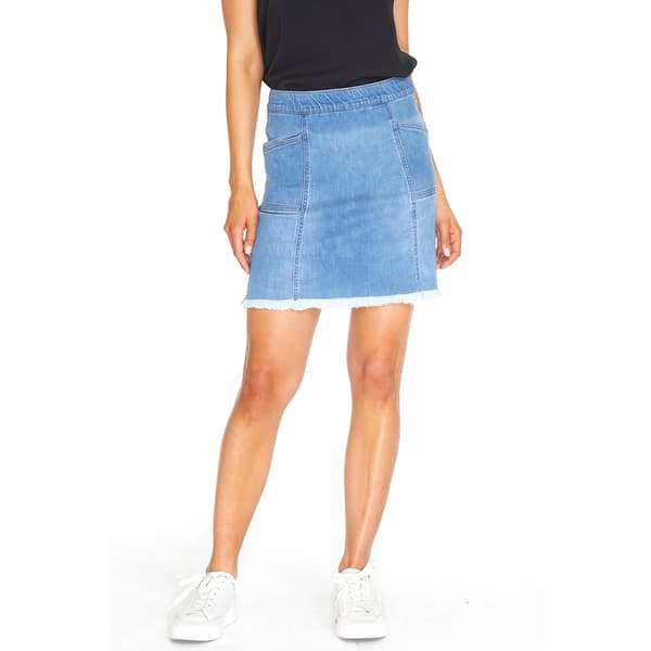 Womens Multiples Liberty Denim Skirt with Fringe Hem - image 