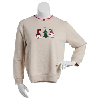 Petite Hasting & Smith Embroidered Christmas Gnomes Sweatshirt - Boscov's