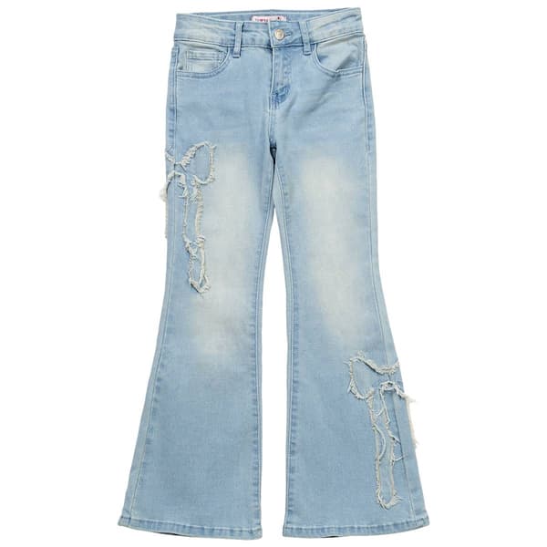 Girls (7-16) 1st Kiss(R) High Rise Frayed Bow Flare Jeans