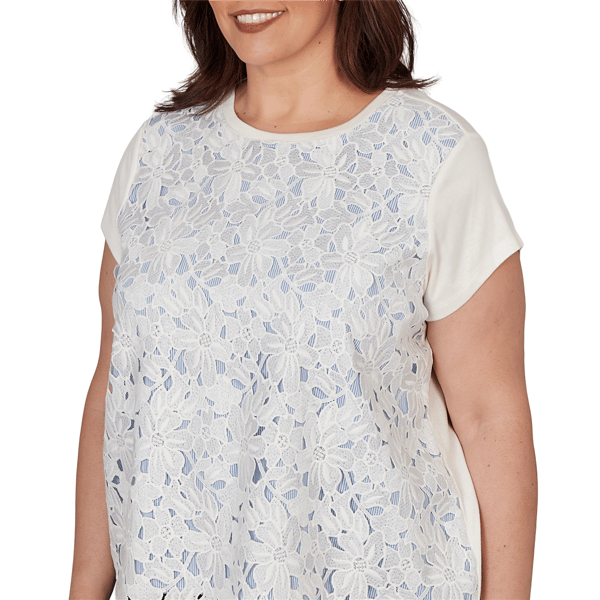 Plus Size Skye’s the Limit Sunny Blue Skies Floral Lace Blouse