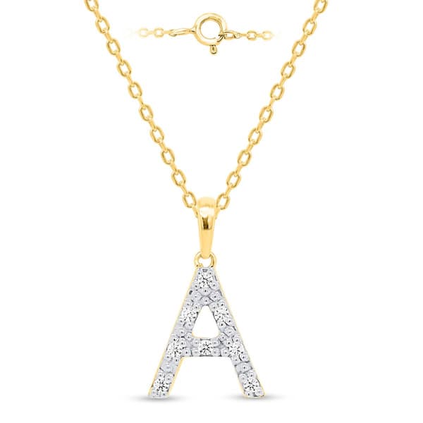 Nova Star(R) Gold Plated Lab Grown Diamond Initial A Pendant - image 