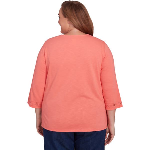 Plus Size Alfred Dunner Free Spirit Cut Out Yoke Solid Blouse