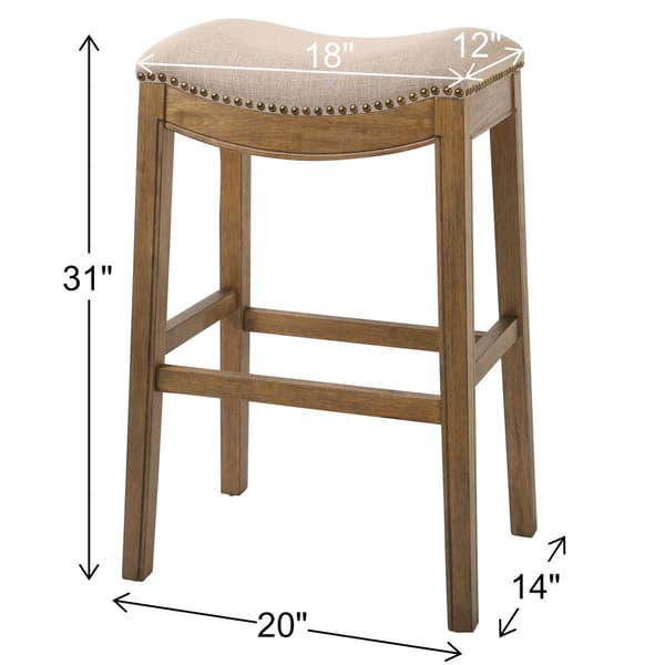 New Ridge Home Goods Sadie Natural Wood Bar-Height Barstool