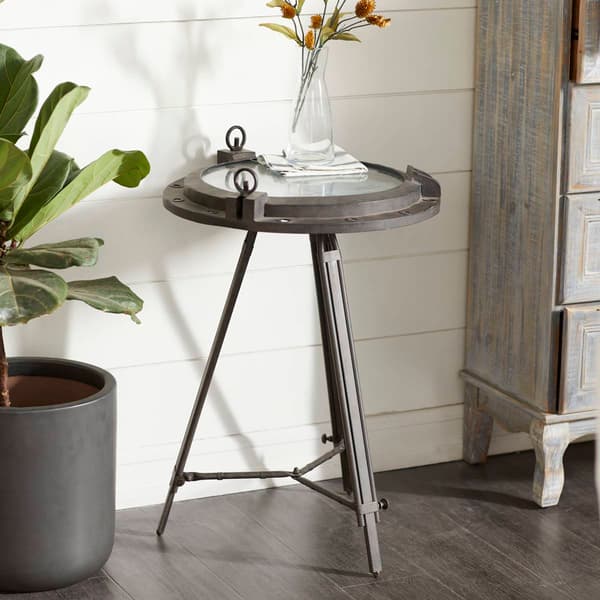 9th & Pike® Black Metal Industrial Accent Table