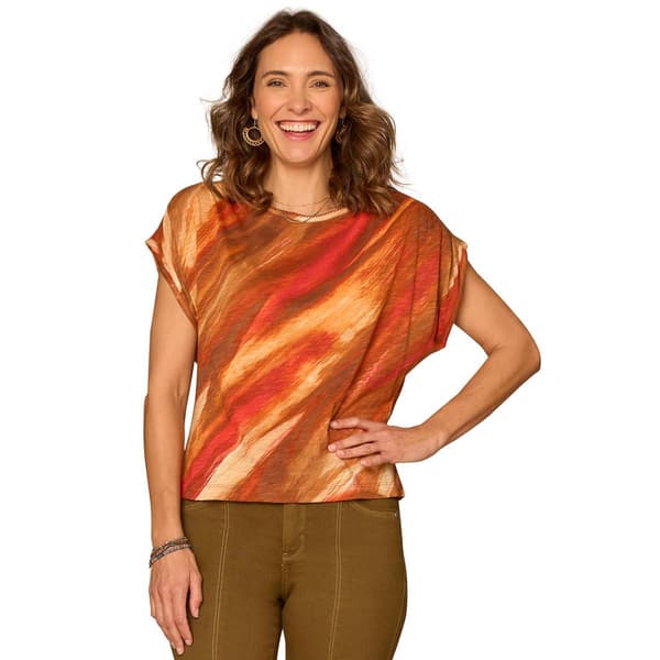 Womens Democracy Dolman Sleeve Printed Knit Top