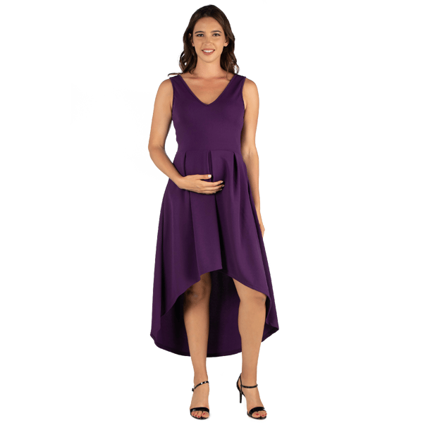 Womens 24/7 Comfort Apparel Sleeveless High Low Maternity Dress