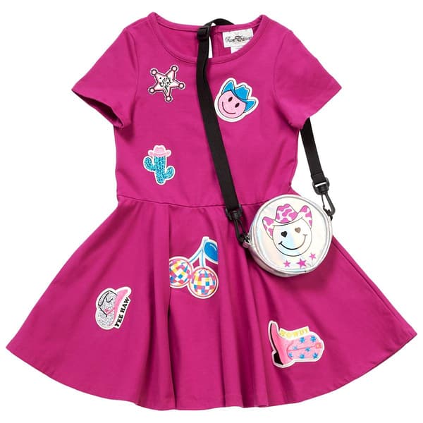 Girls &#40;4-6x&#41; Rare Editions Western Patch Skater Dress & Bag