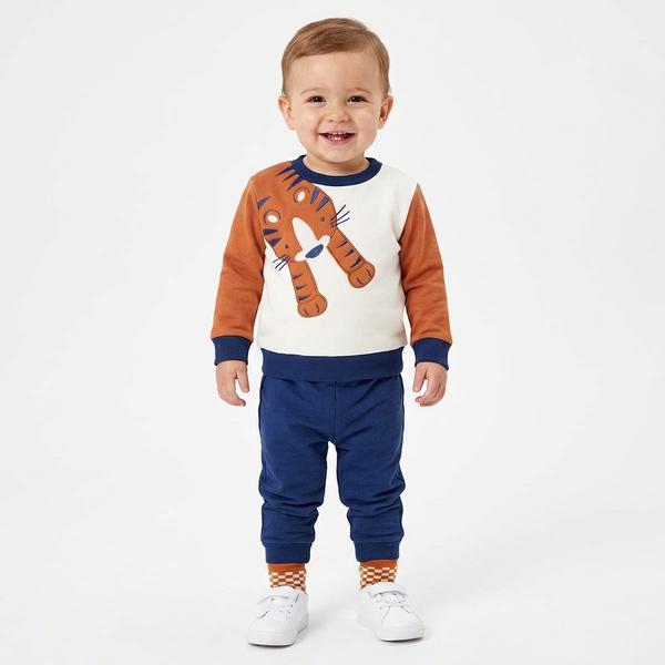 Baby Boy (NB-9M) bon bebe(R) Tiger Cozy Sweatshirt Sets