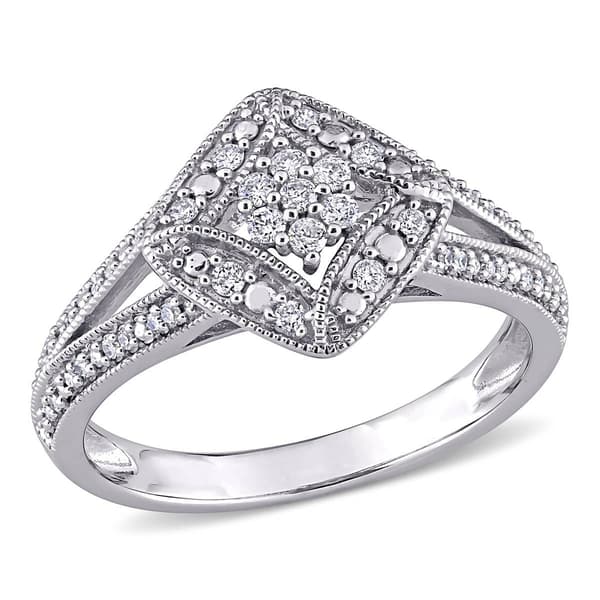 Diamond Classics&#40;tm&#41; 10kt. White Gold 1/4ct. Diamond Cluster Ring - image 