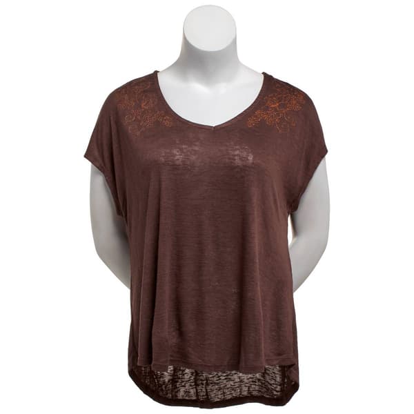 Plus Size French Laundry Short Dolman Sleeve Floral Tee - image 