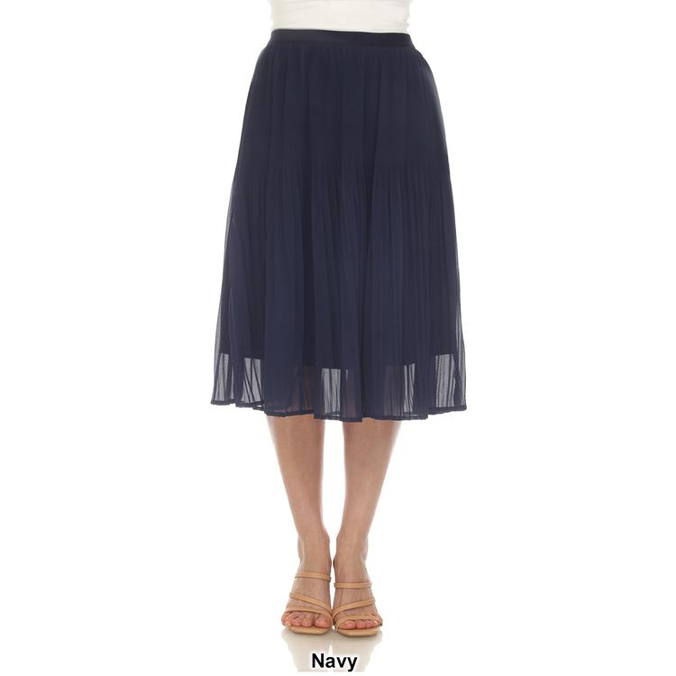 Womens White Mark Chiffon Pleated Midi Skirt