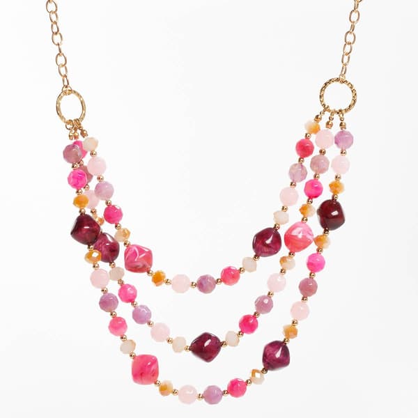 Ashley Cooper(tm) Pink & Burgundy Multi Strand Necklace - image 