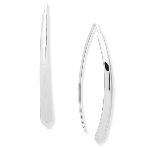 Nine West Knife Edge Silver-Tone Edge Threader Earrings - image 