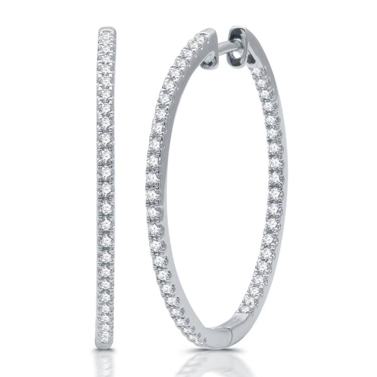 Nova Star(R) 1ctw. Lab Grown Diamond 14k White Gold Hoop Earrings