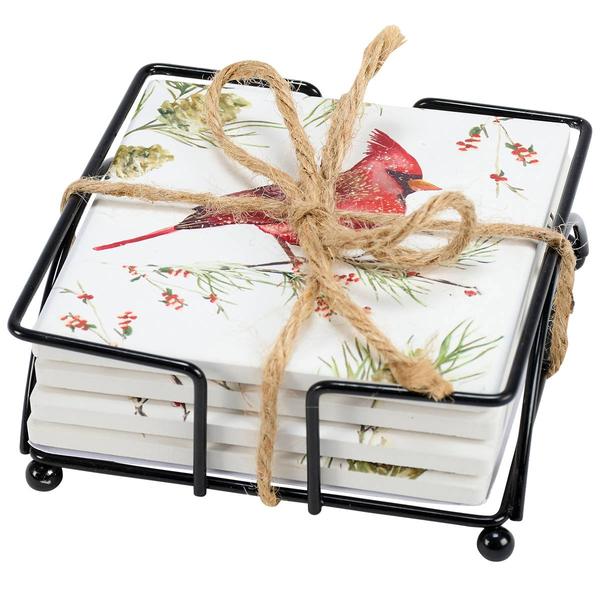 Primitives By Kathy Winter Birds Coaster Set