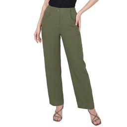 Petite NY Collection Solid Airflow Pants with Button