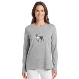 Womens Hasting & Smith Long Sleeve Sequin Reindeer Tee
