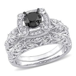 Radiant Rainbow(tm) Sterling Silver Diamond Bridal Ring Set