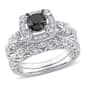 Radiant Rainbow(tm) Sterling Silver Diamond Bridal Ring Set - image 1