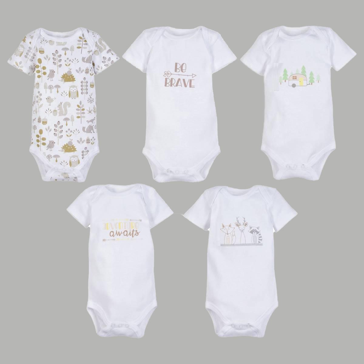 Baby Boy (NB-9M) MiracleWear® Woodland Print 5pk. Bodysuits