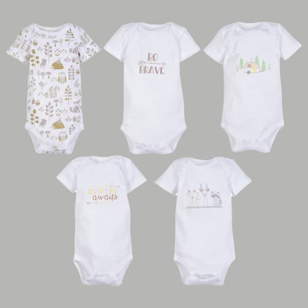 Baby Boy (NB-9M) MiracleWear(R) Woodland Print 5pk. Bodysuits - image 