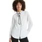 Womens DKNY Solid Long Sleeve Button Front Tipped Blouse - image 1