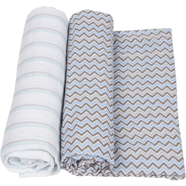 MiracleWare&#40;R&#41; Swaddle Blankets - Blue & Grey - image 