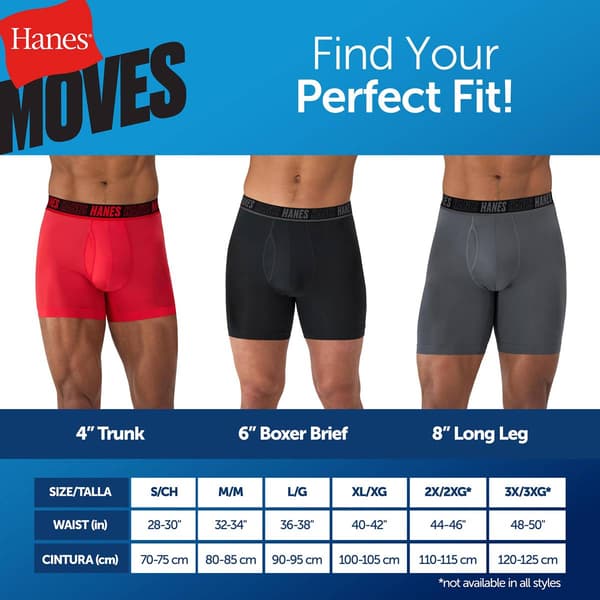 Mens Hanes Ultimate® Moves Cotton Stretch Boxer Briefs - Black