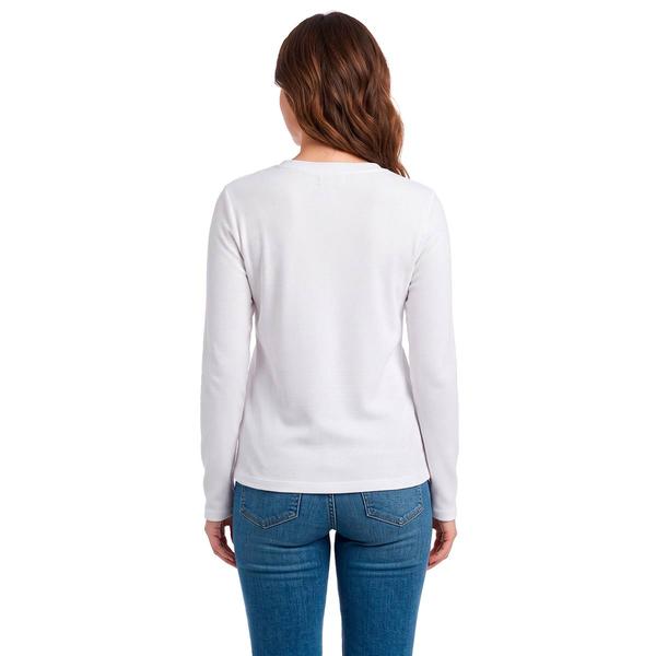 Petite Architect® Long Sleeve Ribbed Button Shoulder Tee
