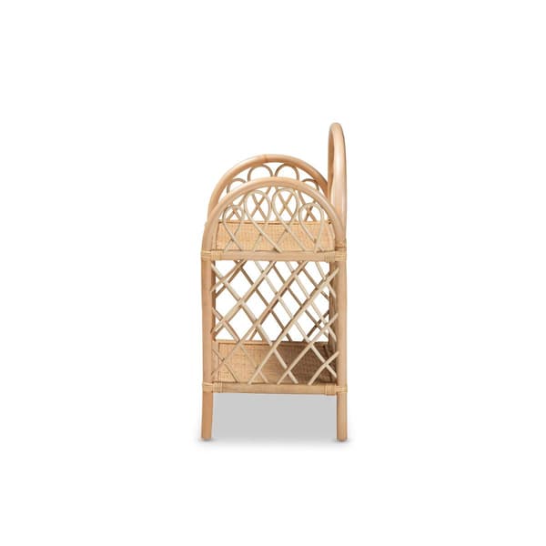 Baxton Studio Hammond Bohemian Rattan 2-Tier Display Shelf