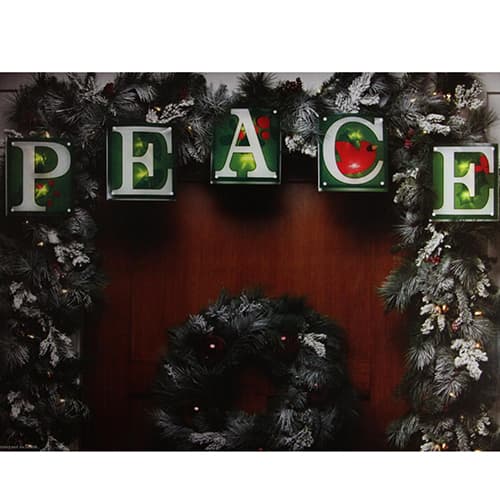 Impact Innovations 7ft. Green PEACE Christmas Light Garland