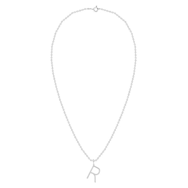 Nova Star® Sterling Silver Lab-Grown Diamond Initial R Pendant