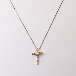 Marsala 1/10ctw. Diamond Cross with Heart Necklace